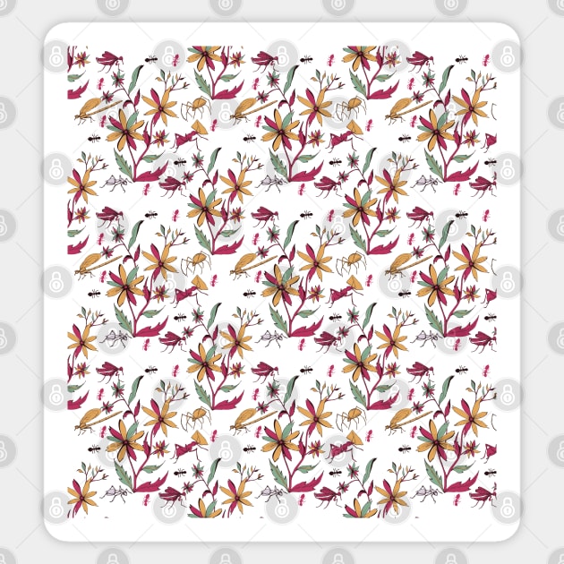 Bugs and Flowers Pattern Sticker by ItsRTurn